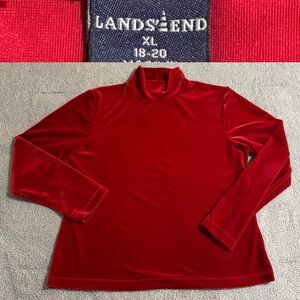 Lands' End Red Velvet Turtleneck Top | Women’s XL